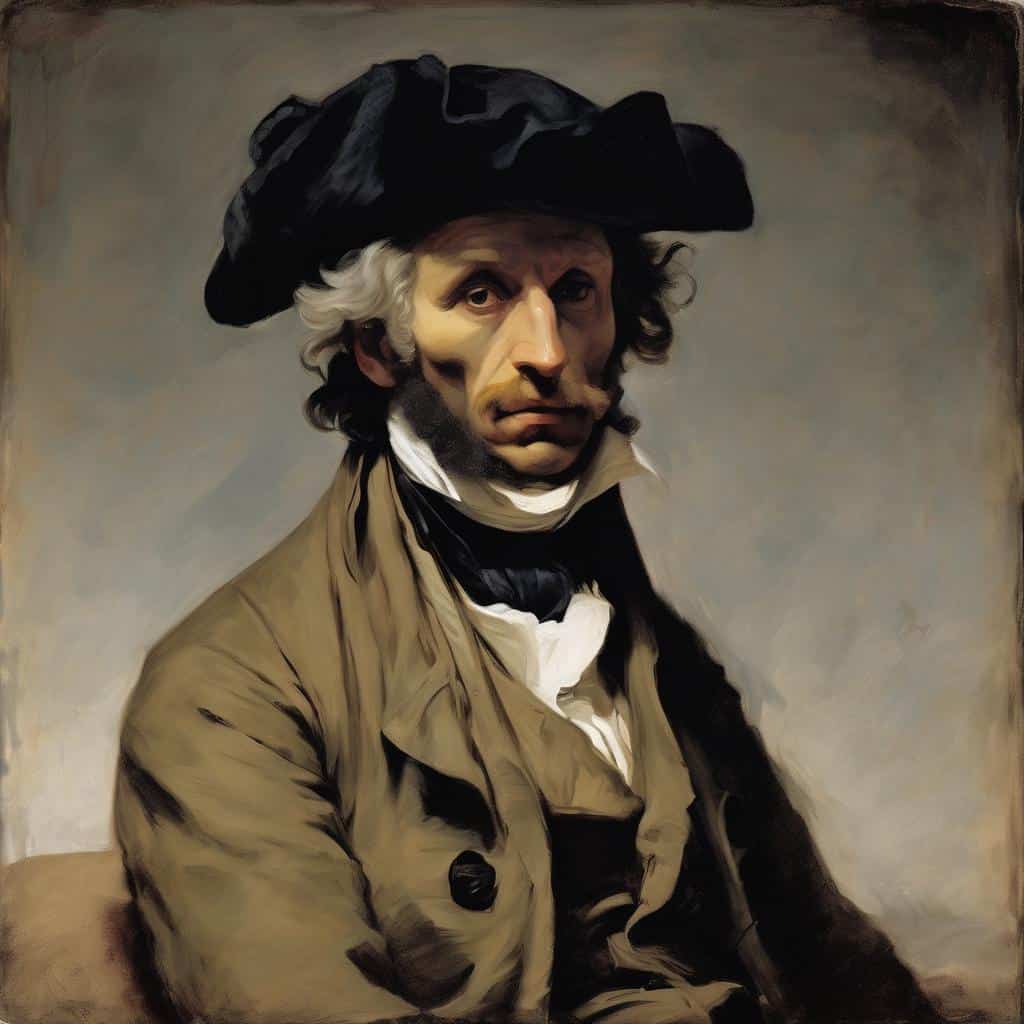 Παραδοσιακή προσωπογραφία μυθολογικού ή ιστορικού χαρακτήρα, ζωγραφική σε ζεστές αποχρώσεις.